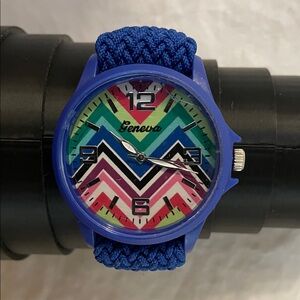 Geneva Multicolor Chevron Pattern Watch